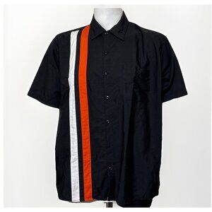 Genuine Workwear Mechanic Shirt Mens XL Black Orange Motorcycle Garage Biker
